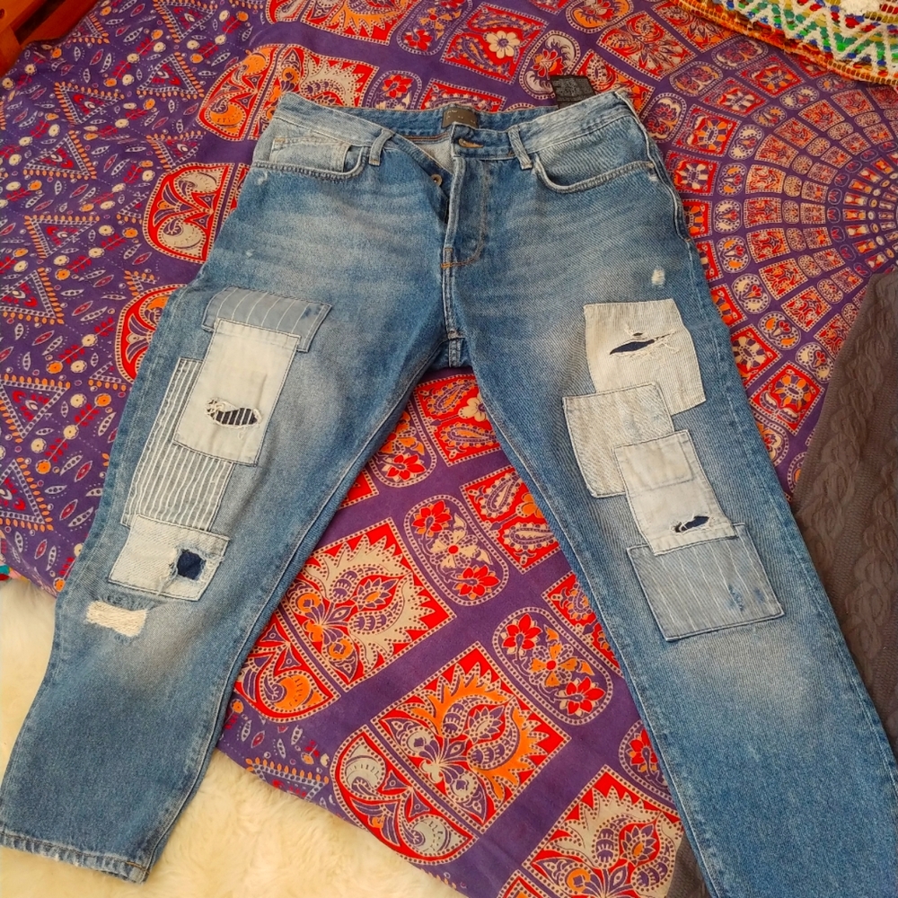 Zara Patchwork Jeans Size 34"